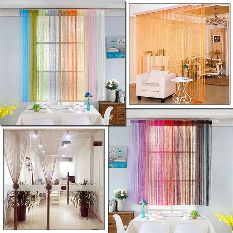 Vorhangvorhänge, mehrfarbige Fadenlinienvorhänge für Wohnzimmer, Tür, Wand, Fensterpaneel, Quaste, Schlafzimmerdekoration, 3 x 3 m. Vorhang