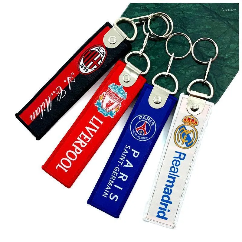 Keychains Simple Football Pendant Key Chain Fabric Jewelry Fans hänger ut sina taggar Tillbehör Keychains Forb22