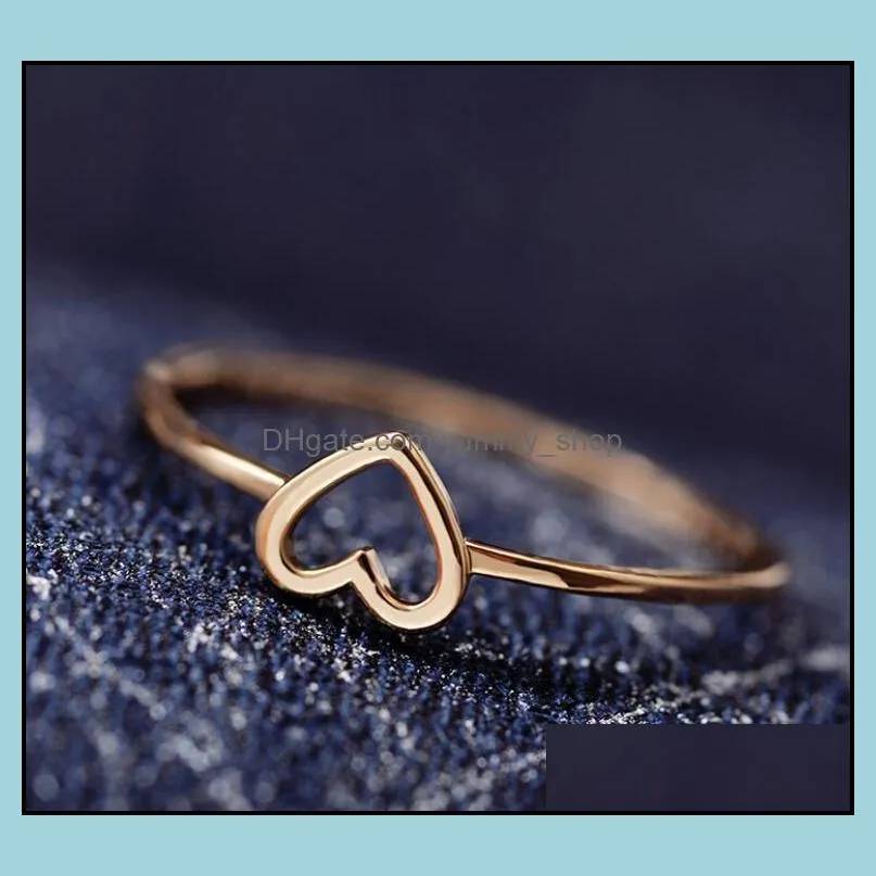 Simple Hollow Heart Band Rings For Women Couple Wedding Promise Infinity Eternity Love Jewelry wholesale 2 colors