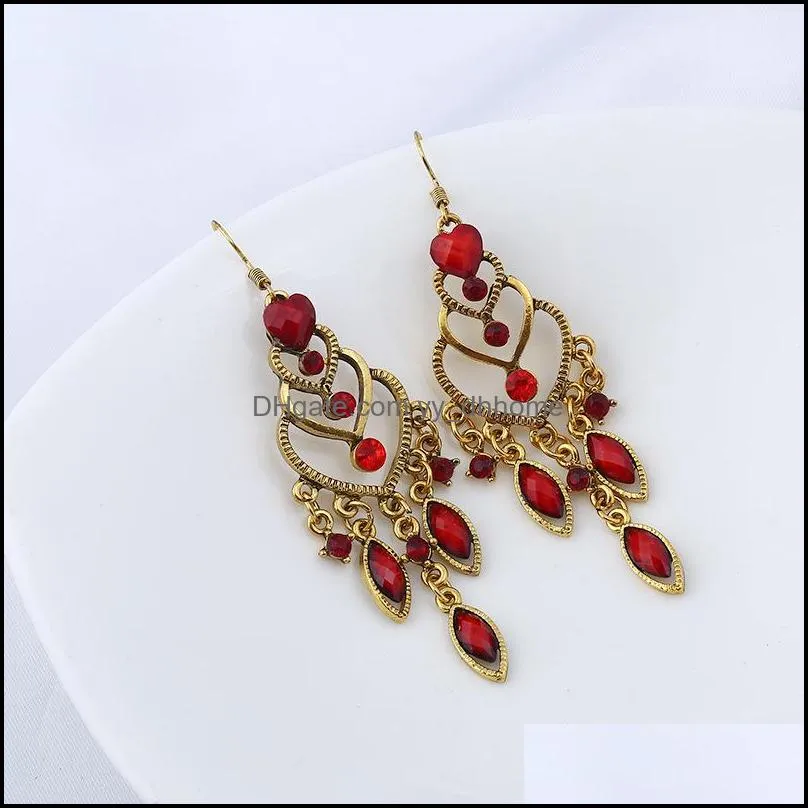 gold drop earrings for women girl vintage national style hollow dangle and chandelier earrings fashion jewelry wholesale - 0835wh