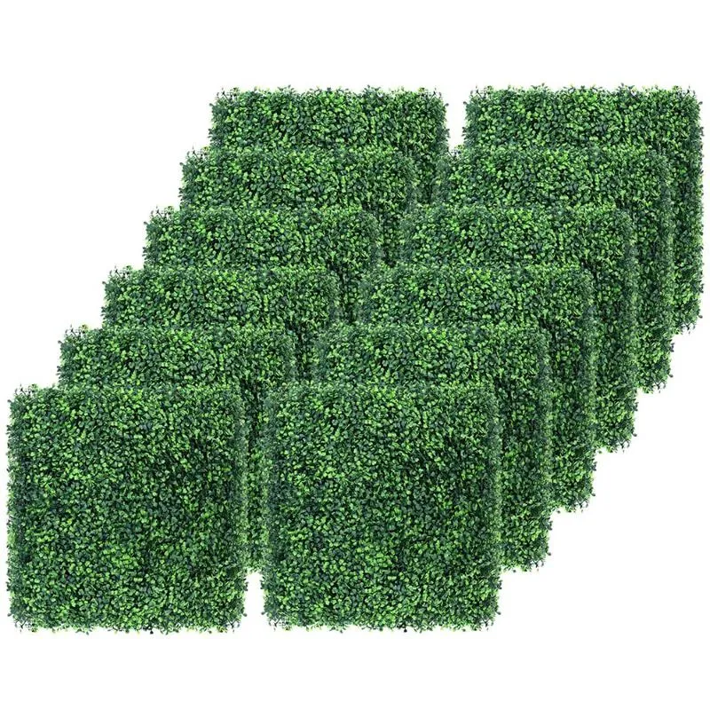 Decoratieve Bloemen Kransen Stuks Kunstmatige Buxus Gras 25x25cm Achtergrond Panelen Vormsnoei Hedge Plant Tuin Achtertuin Hek Groen Muur