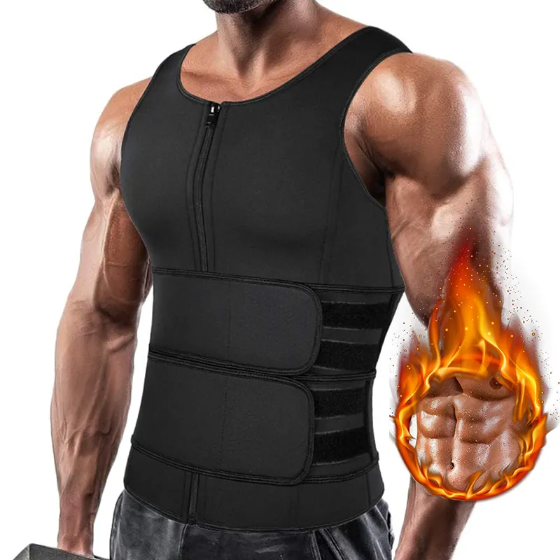 Män kropp shaper midje tränare bastu kostym svett väst bantning underkläder fettförbrännare träning tank toppar viktminskning skjorta shapewear
