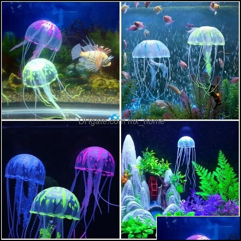 artificial glowing effect jellyfish aquarium decoration fish tank underwater luminous ornament aquatic landscape 10*22cm pae11405