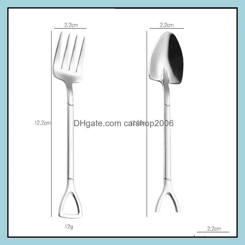 colorful spoon fork creative spoon fork shovel design pvd plated stainless steel 304 spoon fork hot sale