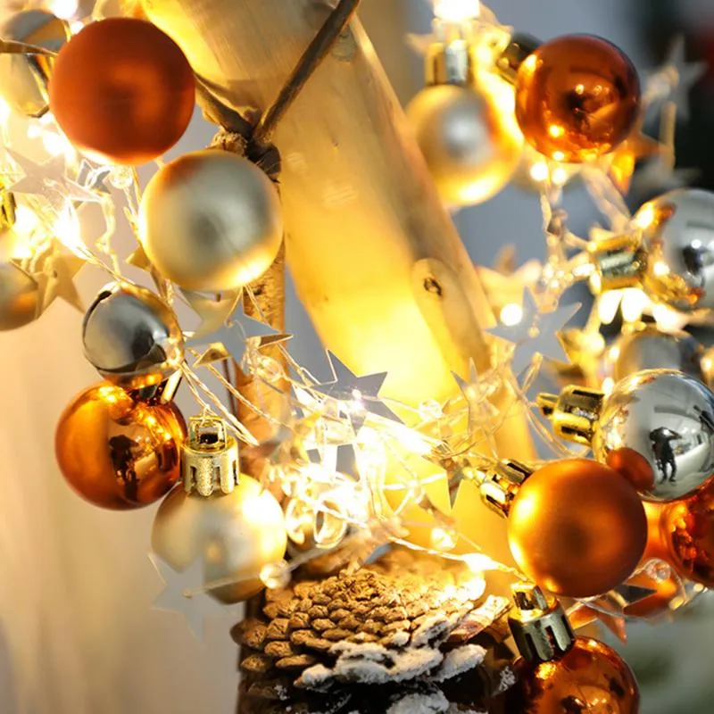 Strängar jul ornament runda boll led lampor sträng träd dekorationer butik scen layout 20led rum hängande ljus strängsled