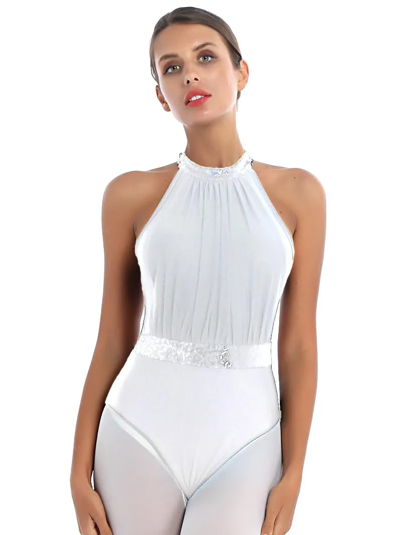 Womens Sequin Waist Ballet Leotard With Halter Kenko Back Neck Cloud And  Cutout Back Perfect For Contemporary Dance Class And Exercise Costume From  Naichazhu, $15.34