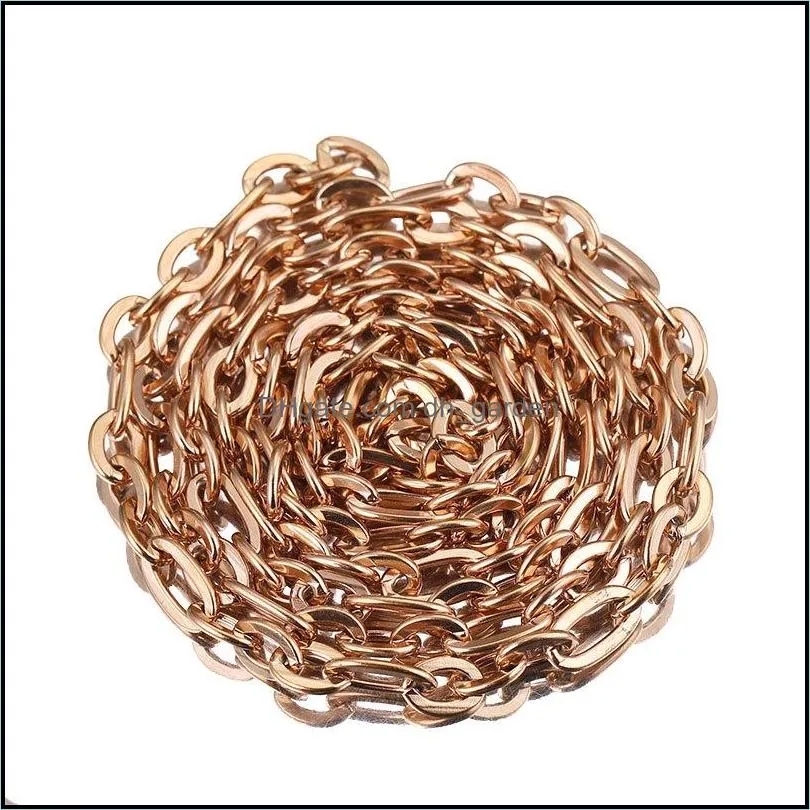1 Meter Stainless Steel Gold Rolo Cable Chains Flat Wire Chic 3:1 Chain Fit for DIY Jewelry Making Supplies Wholesale Lots Bulk 1522