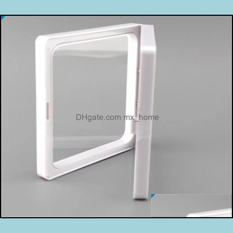 7x7x2cm,clear plastic membranes photo frame display/ collection box/jewelry box with two holding clear membranes-ourself mold