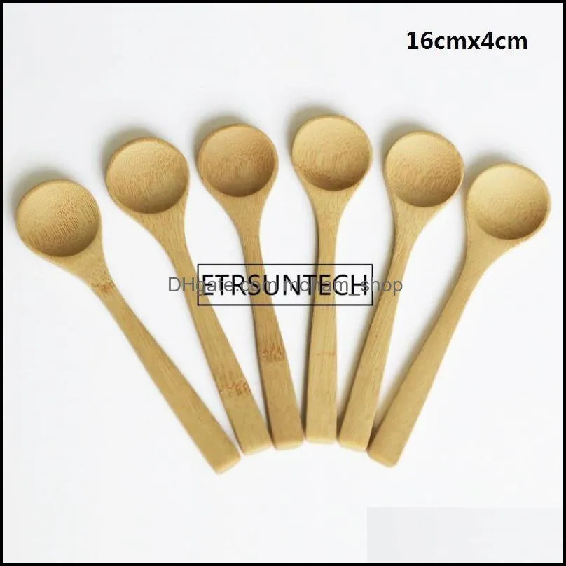 8 Size Small bamboo Spoons Natural Eeo-Friendly Mini Honey Spoons Kitchen Mini Coffee Teaspoon Kids Ice Cream Scoop 9~16cm RRA6780
