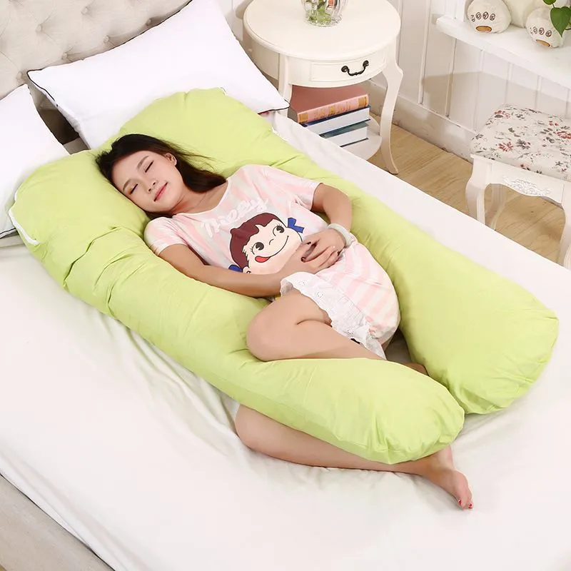 Comprar Almohada y funda de almohada de maternidad en forma de U, algodón  puro, cómodo para dormir, cojín lateral para mujeres embarazadas