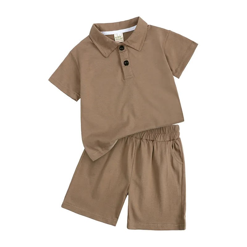 Çocuk Giyim Setleri Erkekler Kıyafetleri Kısa Kol Polo Gömlek Pantolon Çocuklar 2pcs Suit Pamuk Yaz Bebek Kıyafet 12m-9yrs