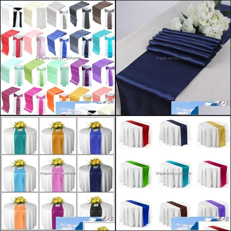 Wholesale- new 10PCS navy blue Satin Table Runners 12