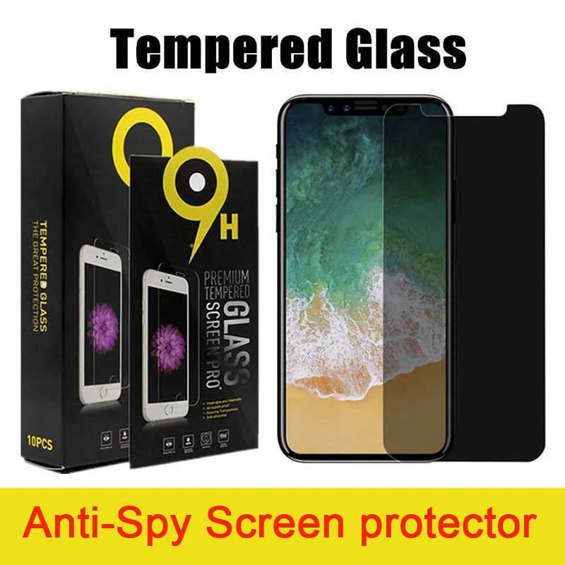 Pour iPhone 13 12 pro max XR xs 11 7 8 plus Anti-Spy Privacy Screen Protector Temper Glass avec emballage