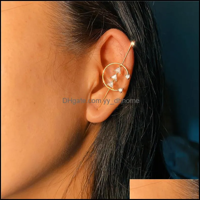 fashion climber piercing ear cartilage clip on earrings crawler hook earring rhinestone earcuffs studs jewelry for women k387fa