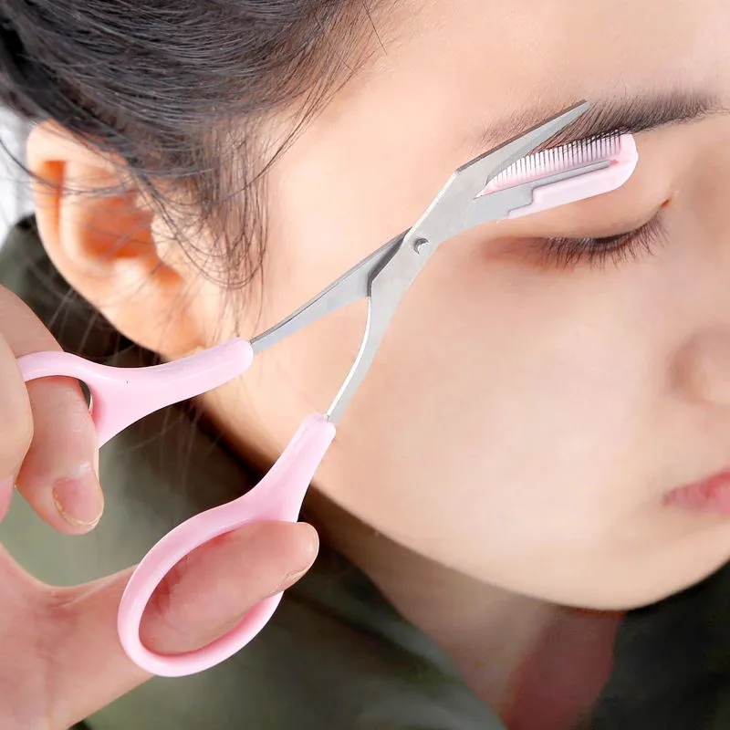 Lady Woman Eyebrow Trimmer 가위 콤 맨 머리 제거 손질 형태 형태의 눈썹 가위 속눈썹 헤어 클립