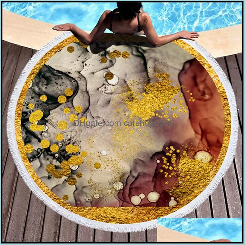 large round beach towel for adult colorful quicksand pattern microfiber shower bath towel travel blanket swimming cover wll304