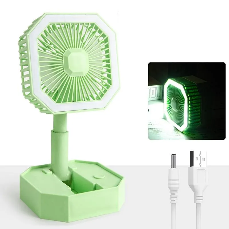 Party Supplies Portable Folding Fan with LED Night Light Student Office Low Noise Desktop Fan for Home Outdoor Camping