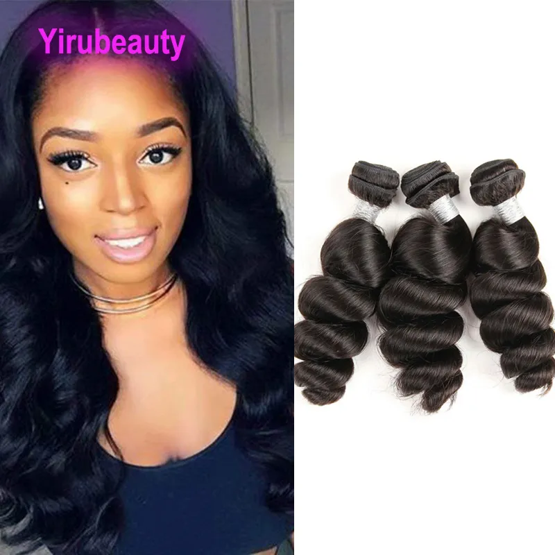 Brazilian Peruvian Indian Human Hair Extensions 6 Pieces Loose Wave Curly Double Wefts Yirubeauty Products Natural Color 10-30inch