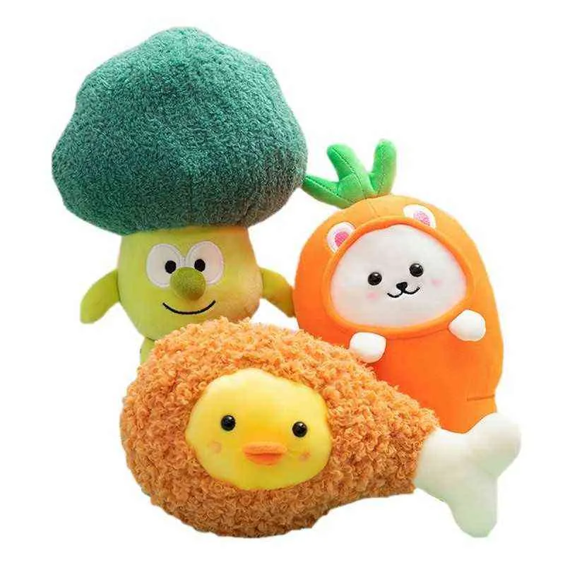 Cm Korea Baked Chicken Food Toy Stuffed Vegetable Man Pop Cute Carrot Bunny Cauliflower Samples Gift For Kids J220704