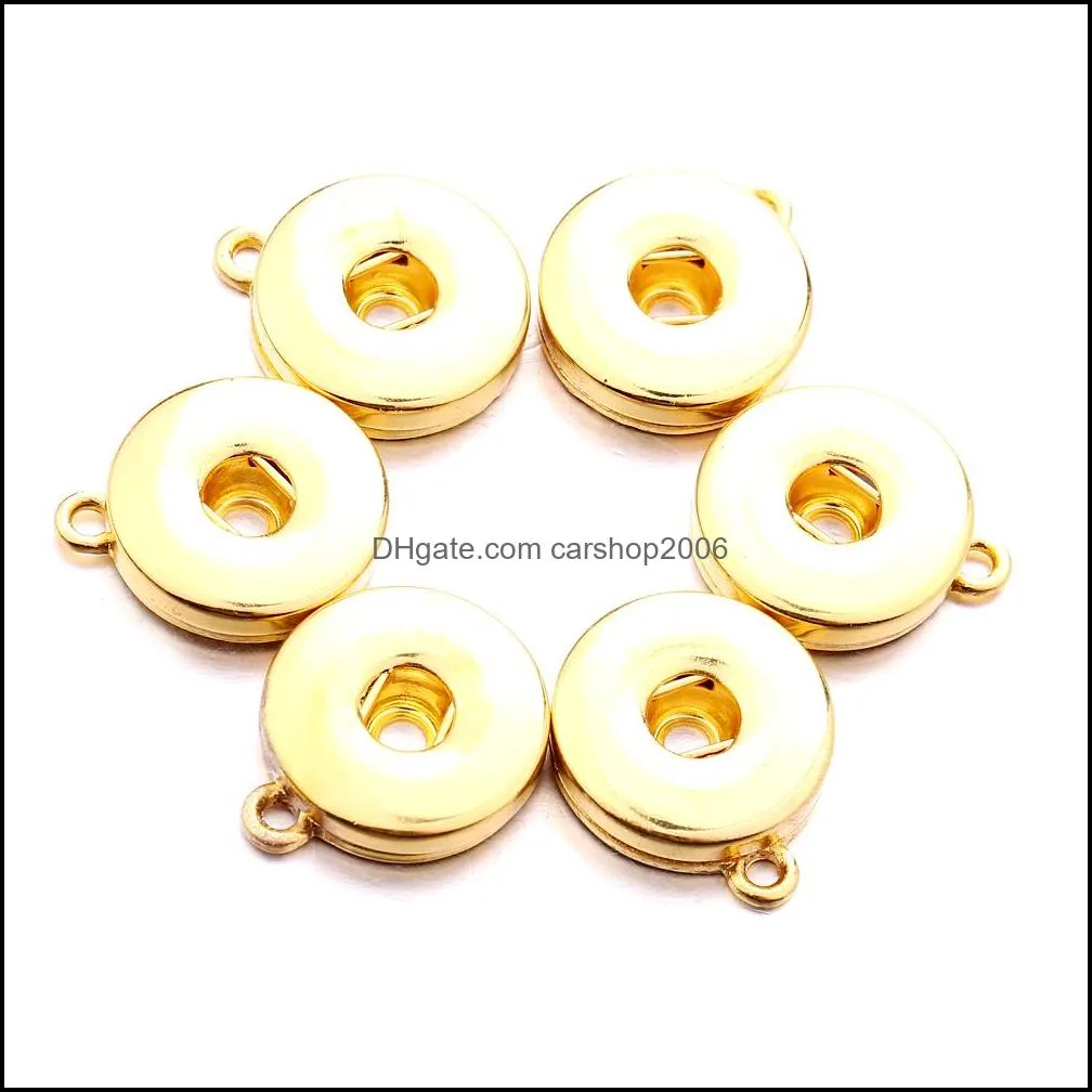 Silver Rose Gold Alloy 18mm Ginger Snap button Base charms Pendants For Snaps Bracelet Earrings Necklace DIY Jewelry Accessory