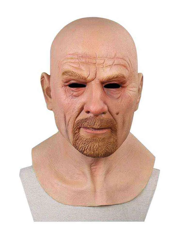 Cosplay gammal man ansikte mask halloween 3d latex huvud vuxen masque lämplig för halloween fester barer dans hallar aktiviteter g220412