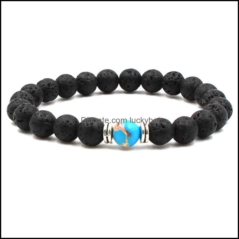 black volcanic lava stone bracelets 8mm yoga beads natural stones stretch beaded  oil diffuser bracelet bangle g116s