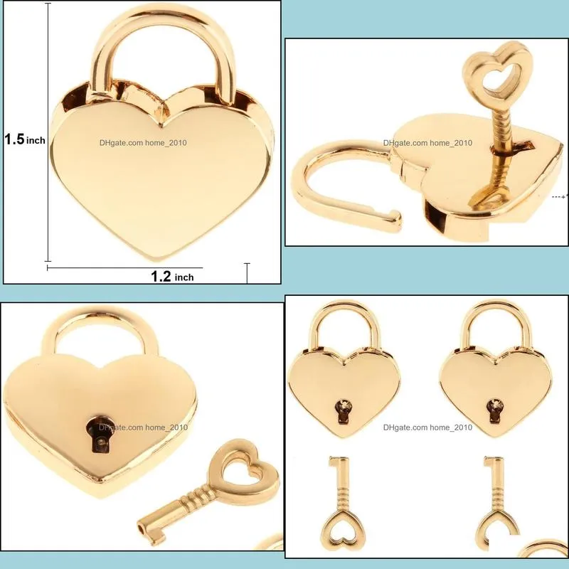 NEWValentine`s Small Metal Heart Shaped Padlock Mini Lock with Key for Jewelry Storage Box Diary Book HandBags RRE11961
