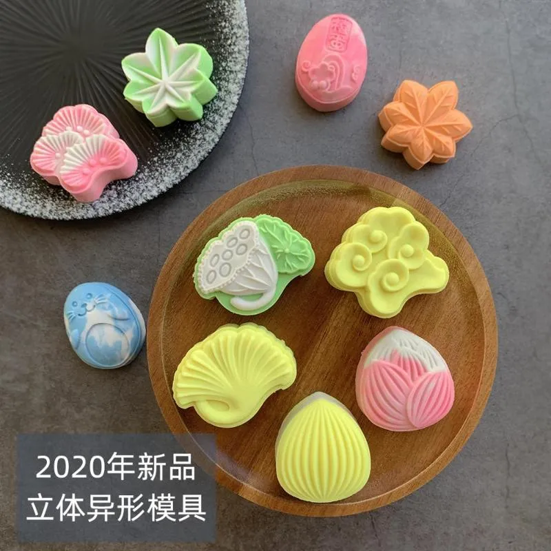 Formy do pieczenia formę Mooncake Formy Okrągły kwadratowy liść w kształcie skorupy 100 zestawów 6 stylów kuchennych