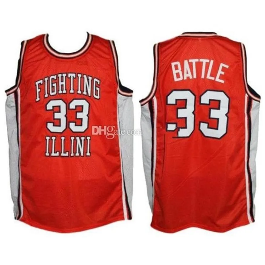 Nikivip #33 Kenny Battle Illinois Fighting Illini College College Retro Classic Basketball Jersey Mens costume número personalizado e camisas de nome