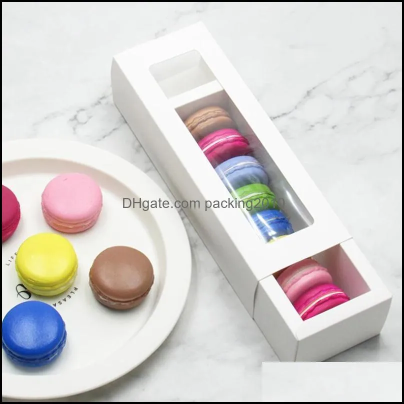 Kraft Paper/Cardboard Bakery Food Pastry Packing Box Macaron Packing Boxes with Clear PVC Window LX8767