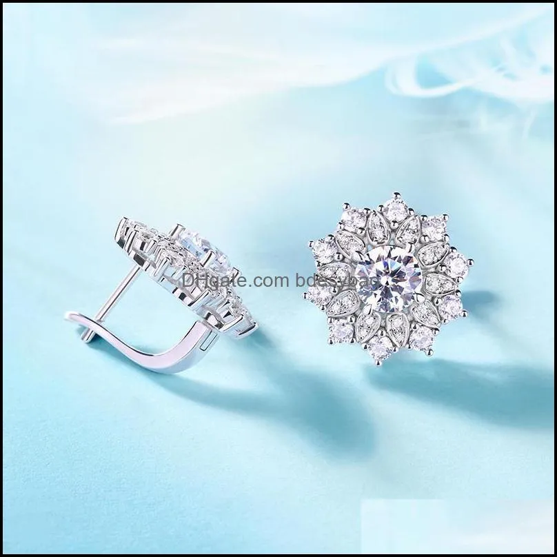 stud princess cut 1ct diamond test passed 925 silver pure white color moissanite earrings jewelry birthday giftstud