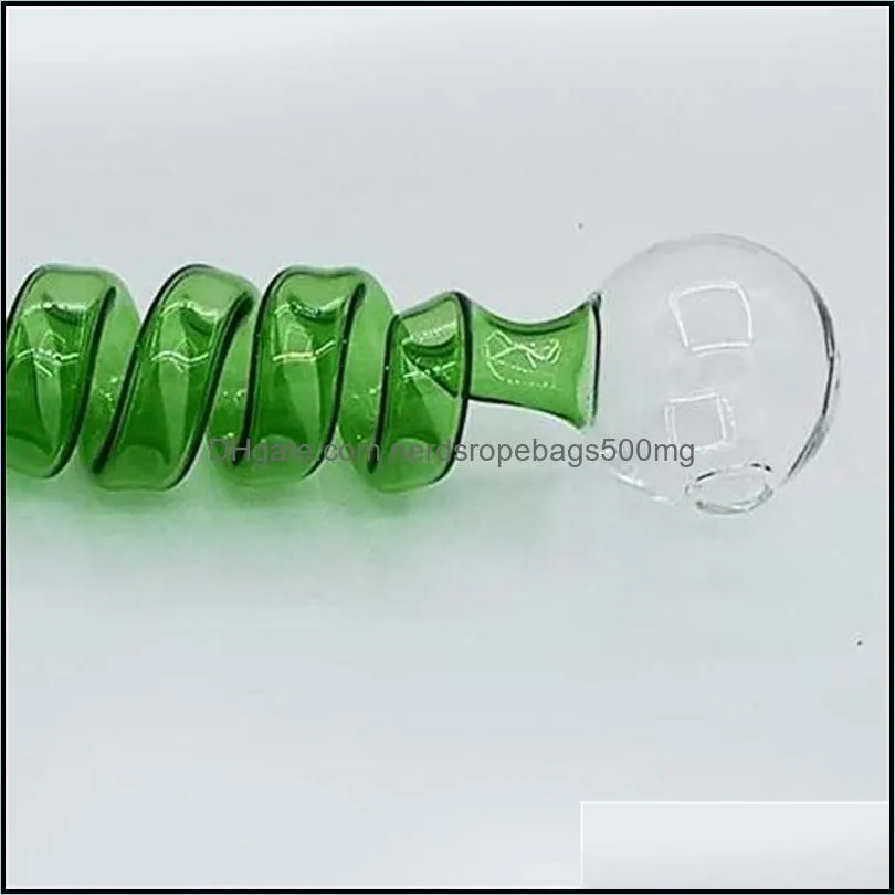 Spiral Shape Glass Pipes Manual Blowing Pipe Arts Colorful Curved Pot Transparent Pure Colour Durable 14cm 3qf N2
