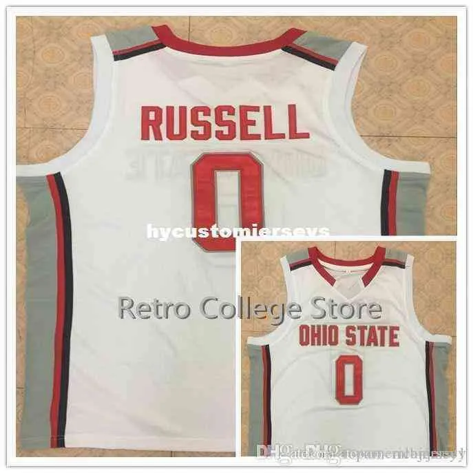 Ohio State Buckeyes #0 D'Angelo Russell Retro Basketball Jersey All Size Bordado costume Personalizar ANAM