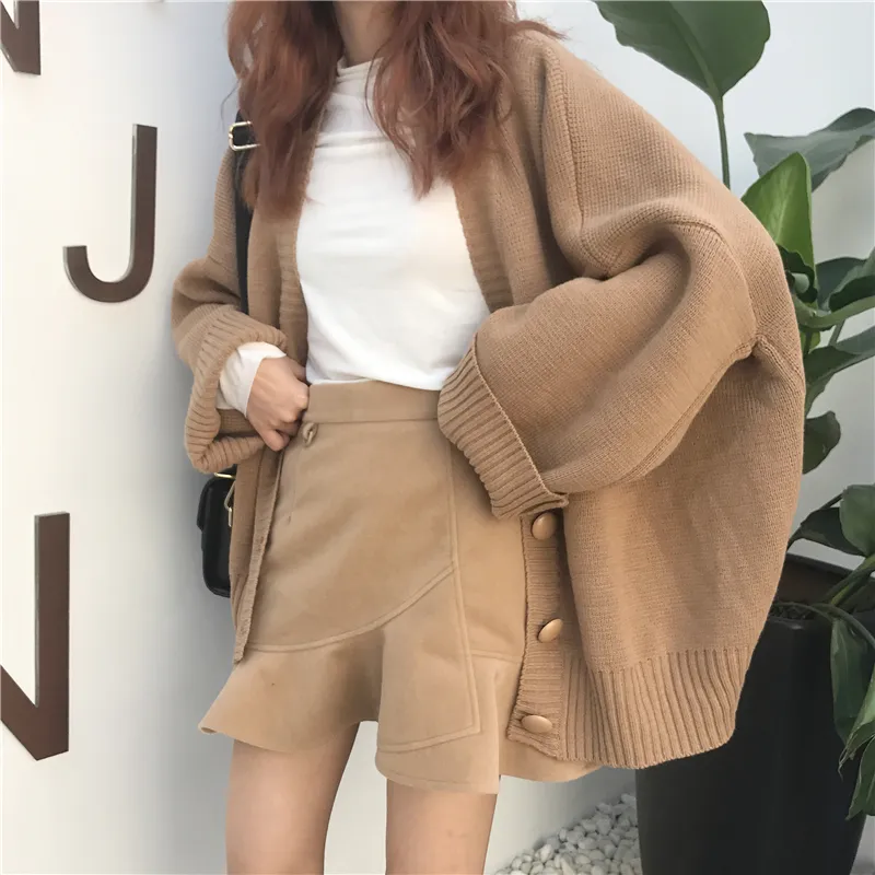 Cardigan oversize da donna giacche cappotto spesso 2022 autunno inverno maglioni top coreano retro pull femme giacca in maglia cardigan nero