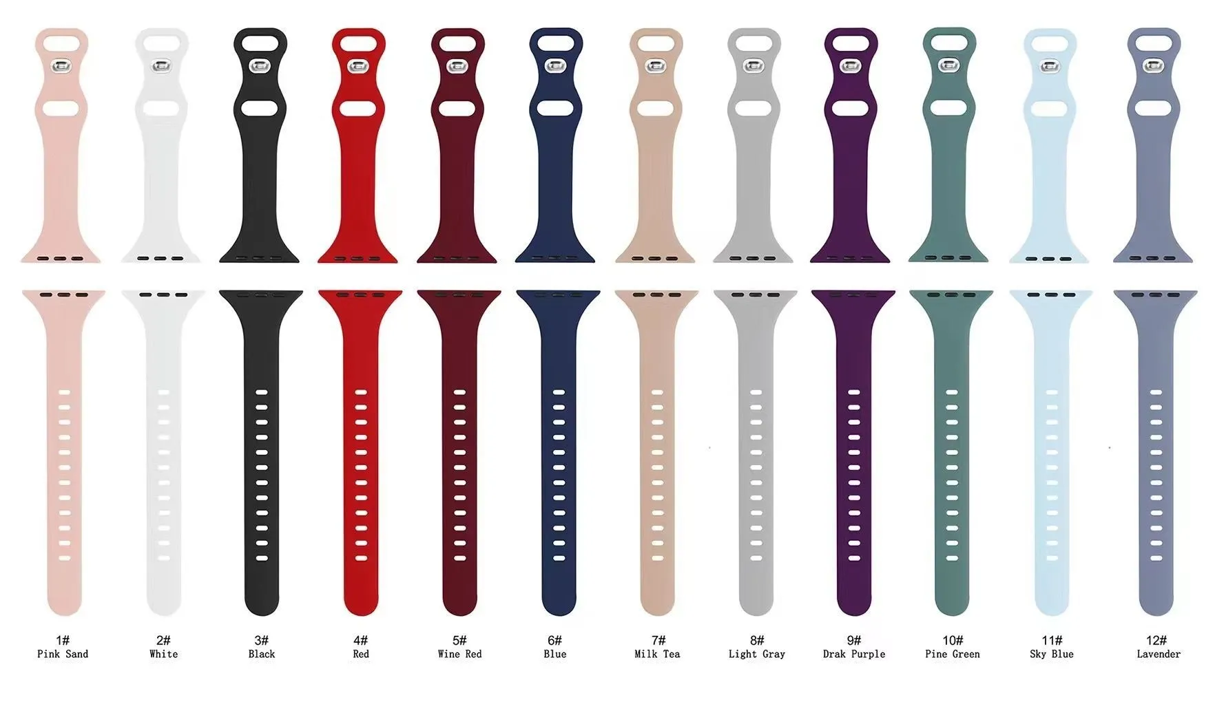 Bande de sangles en silicone mince pour Apple Watch Series 7 6 5 4 2 1 SE 38 41mm 42mm Bracelet Sport pour iWatch 40 44MM 45MM Bandes de bracelet