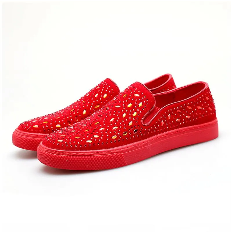 Mens red rhinestone shoes 2025