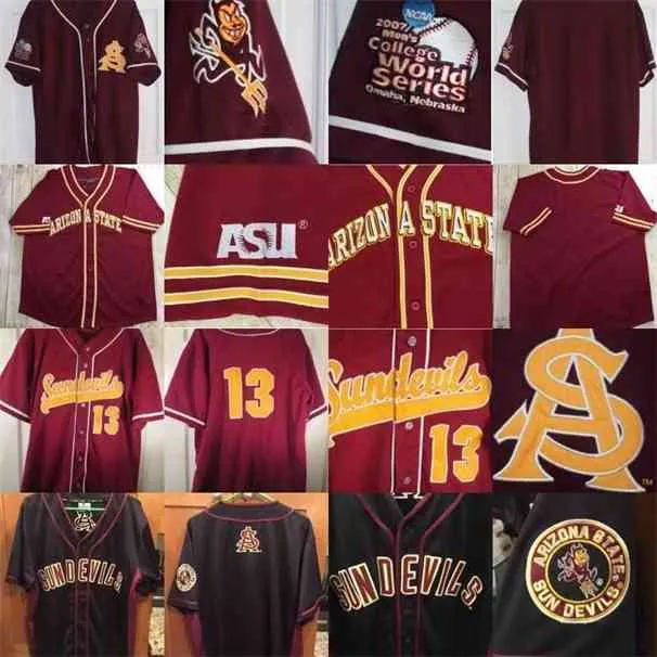 XFLSP Arizona State Sun Sun Devils 2007 College World Series Baseball Jersey Personnalisé N'importe quel nom Numéro Mens Youth Womens S-5XL