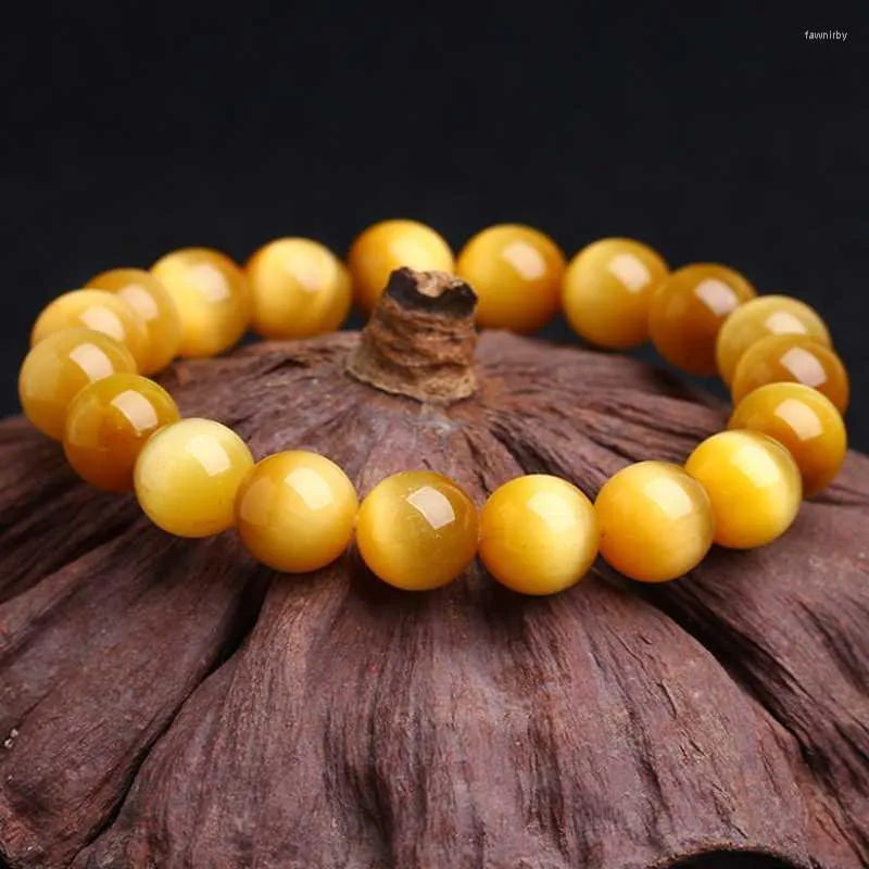 Perlenstränge 7A natürliches Gold-Tigerauge-Kristall-Armband für Männer und Frauen, handgefertigt, guter Glücks-Amulett-Schmuck, Feng Shui-Geschenk, Fawn22
