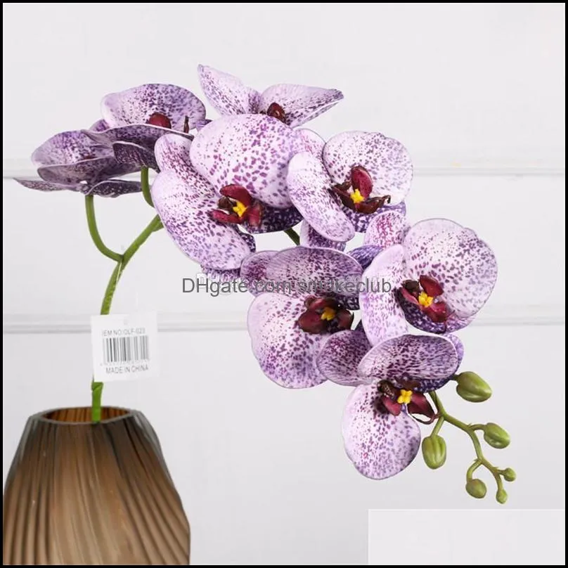 One Silicon Butterfly Orchid Flower Branch Artificial Good Quality Moth Phalaenopsis Orchid 9 Heads for Wedding Centerpieces