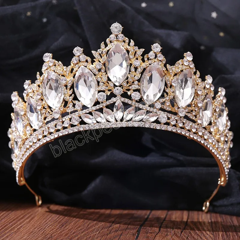 Big Crystal Rhinestone Tiaras Wedding Crown for Brides Women Hair Accessories Headpieces Princess Pageant Birthday Gift 2022