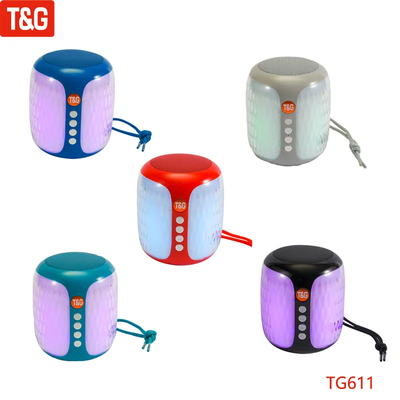 TG611 Mini Portable Högtalare Bluetooth Column Wireless Waterproof Speakers Subwoofer Outdoor Bass Högtalare med LED -ljus