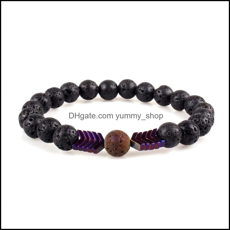 natural volcanic lava stone  oil diffuser bracelets bangle healing balance yoga magnet arrow beads bracelet