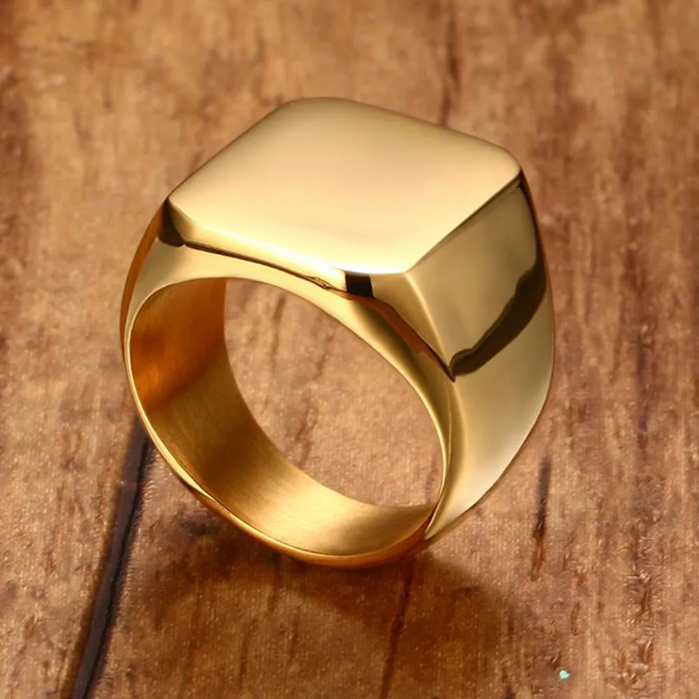 HCJ Gold Tone Stainless Steel Cubic Zirconia Men's Wedding Ring SIZE 10