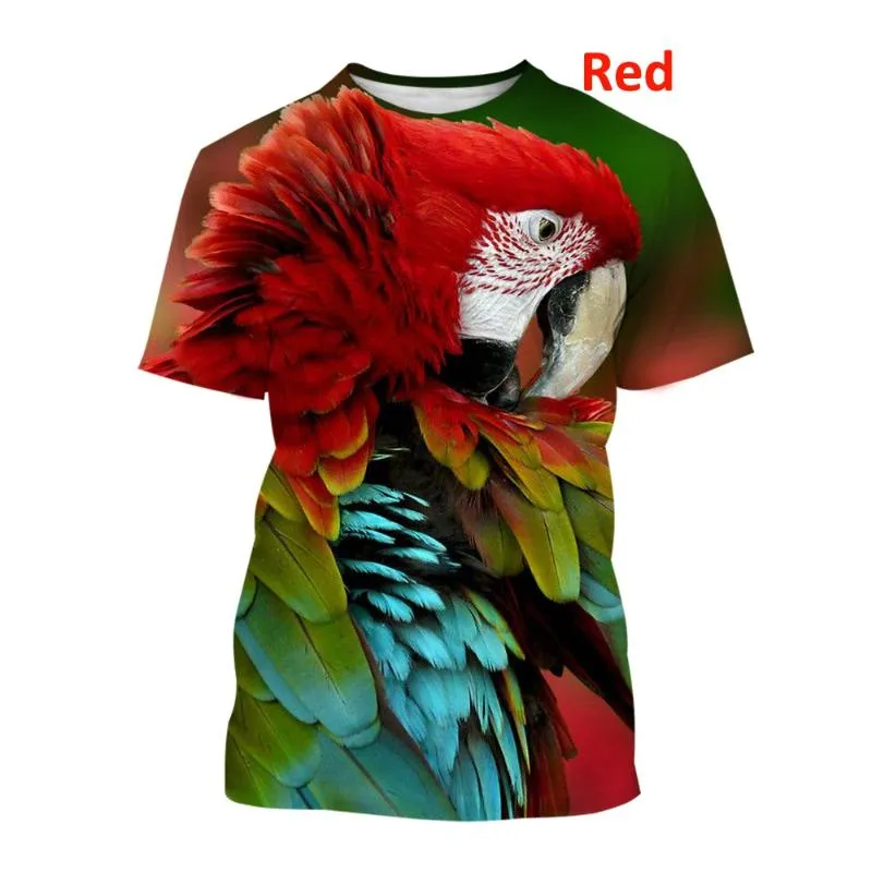 メンズTシャツサマーメンカジュアル3DプリントオウムTシャツ鳥Tシャツフラワーティーマンズ