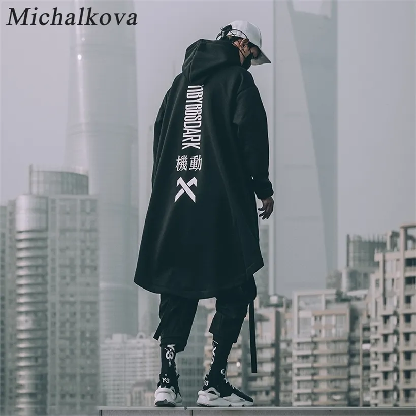 michalkova sweat japonais Hommes Oversize Hoodies Longue Cape Hip Hop Gothique Outwear Streetwear Manteau Harajuku Style Homme Tops 220325