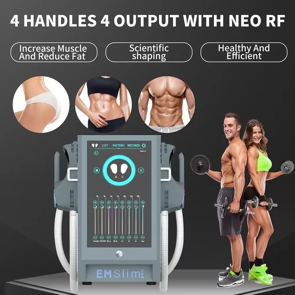 HIEMT EMSlim Neo Body Slimming 4 Pieces Handles High Energy Focused Electromagnetic With RF Slim Electric Muscle Stimulator Fat Removal Muscles Building Machine
