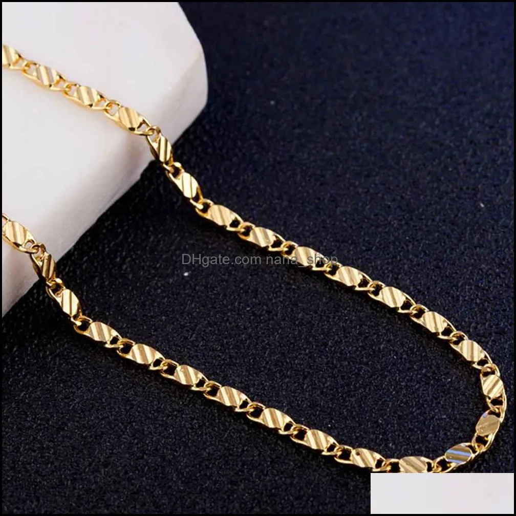 Gold Chain Necklace Unisex Jewelry Accessorise Neckleces For Women Lady Men Gifts 16-30