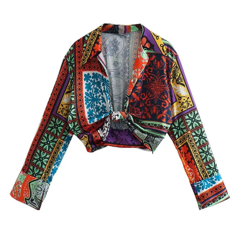 Women's Blouses & Shirts European And American Style Summer Women's Shirt 2022 Lapel Layered Decorative Long-sleeved Printed BlouseWomen