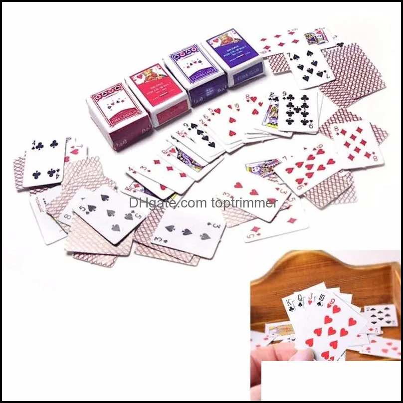 1:12 Cute Mini Doll house Playing Cards Games Poker Miniature For Dolls Accessory Home Decoration