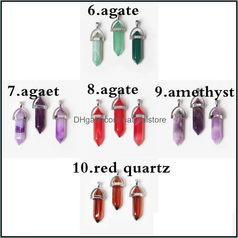 crystals point pendant 30 pieces mix bulk wholesale chakra healing stone pendants for women